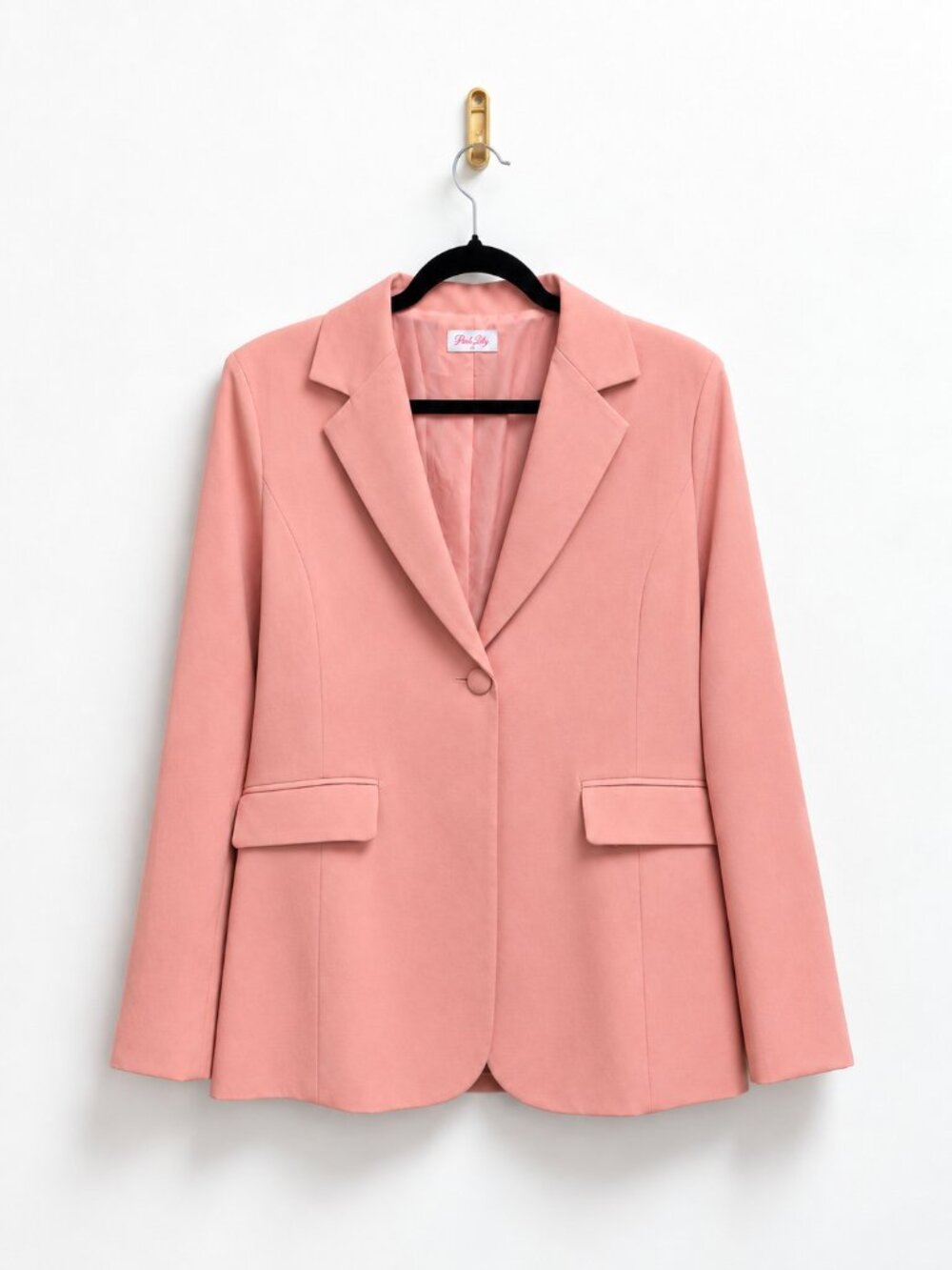 Pink Lily Peach Shoulder Pad Blazer
